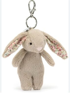 Jellycat Blossom Blush Bunny Bag Charm featuring marshmallow-pink fur, retired